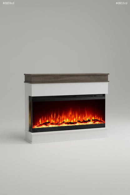 62 Inch Electric Fireplace with Mantel - 3 Side Panoramic White - Winston Porter