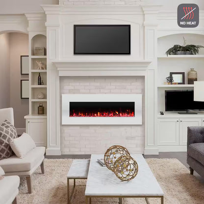 50 In. No Heat Electric Fireplace Color Changing Wall/Floor Stand in White