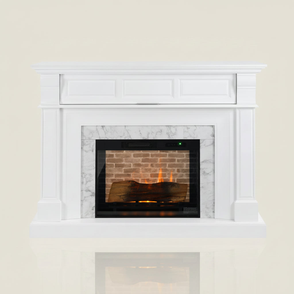 62 Inch Electric Fireplace Grand Marble Mantel - Red Barrel