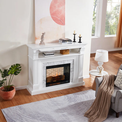 62 Inch Electric Fireplace Grand Marble Mantel - Red Barrel
