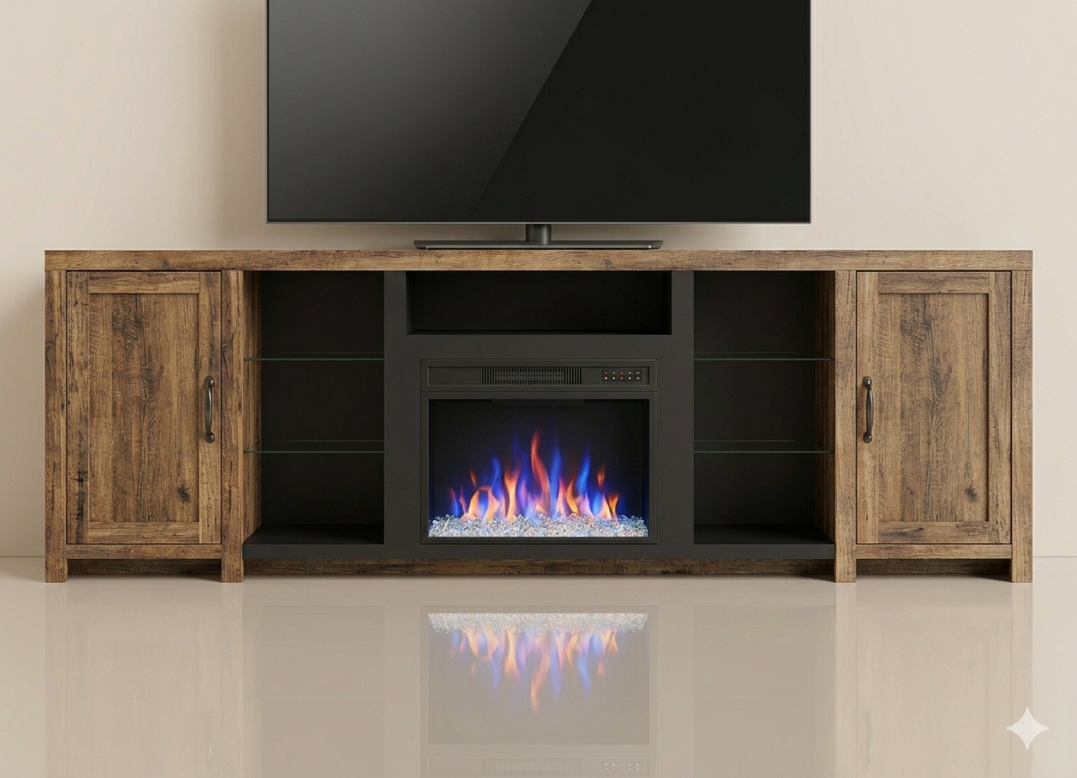 70-inch LED -  Electric Fireplace TV Stand - for 75-inch TVs - EZ Ember