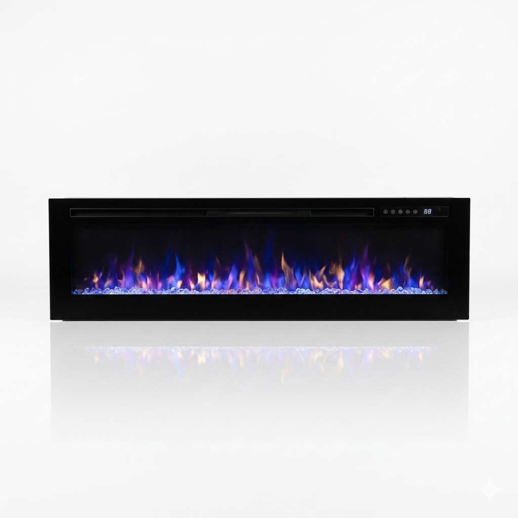 72 Inch Ultra Thin Electric Fireplace Insert Wall Mounted or Freestanding - Heater - EZ Ember
