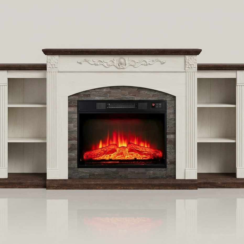 72 Inch Electric Fireplace TV Stand Entertainment Center - White - EZ Ember