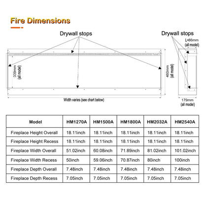 Studio 80 Inch 3-Sided Electric Fireplace Insert - 8-Color Realistic Flames - Remote 750W/1500W Heater - Safe ETL Certified