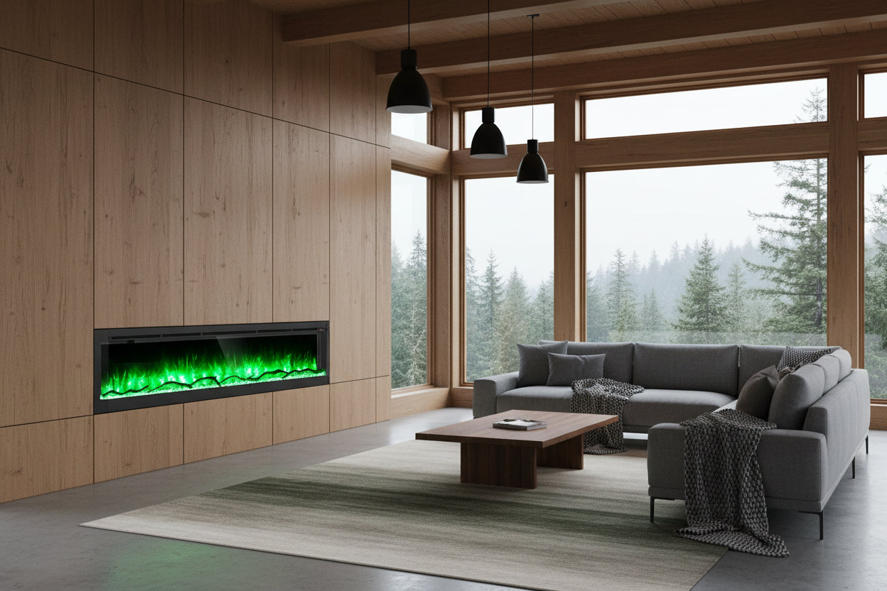 Studio 80 Inch 3-Sided Electric Fireplace Insert - 8-Color Realistic Flames - Remote 750W/1500W Heater - Safe ETL Certified