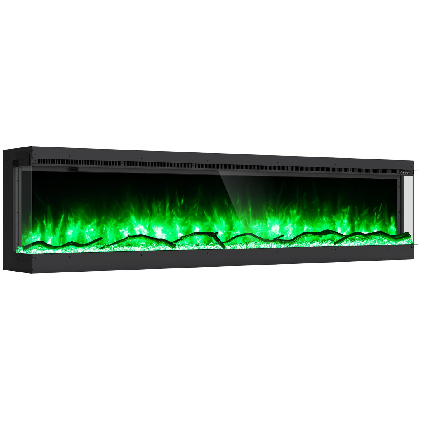 Studio 80 Inch 3-Sided Electric Fireplace Insert - 8-Color Realistic Flames - Remote 750W/1500W Heater - Safe ETL Certified