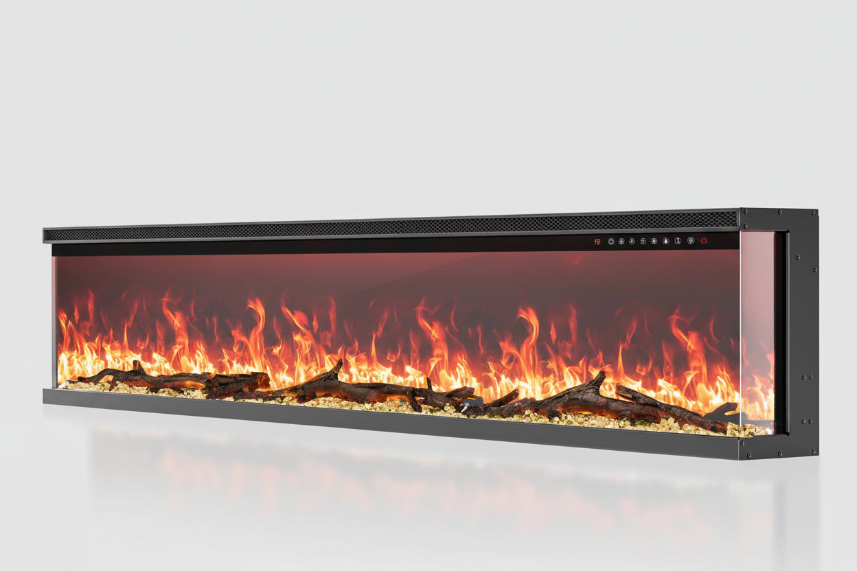 Studio™ 80 Inch 3 Sided Glass Electric Fireplace with WiFi and Multicolor Flame