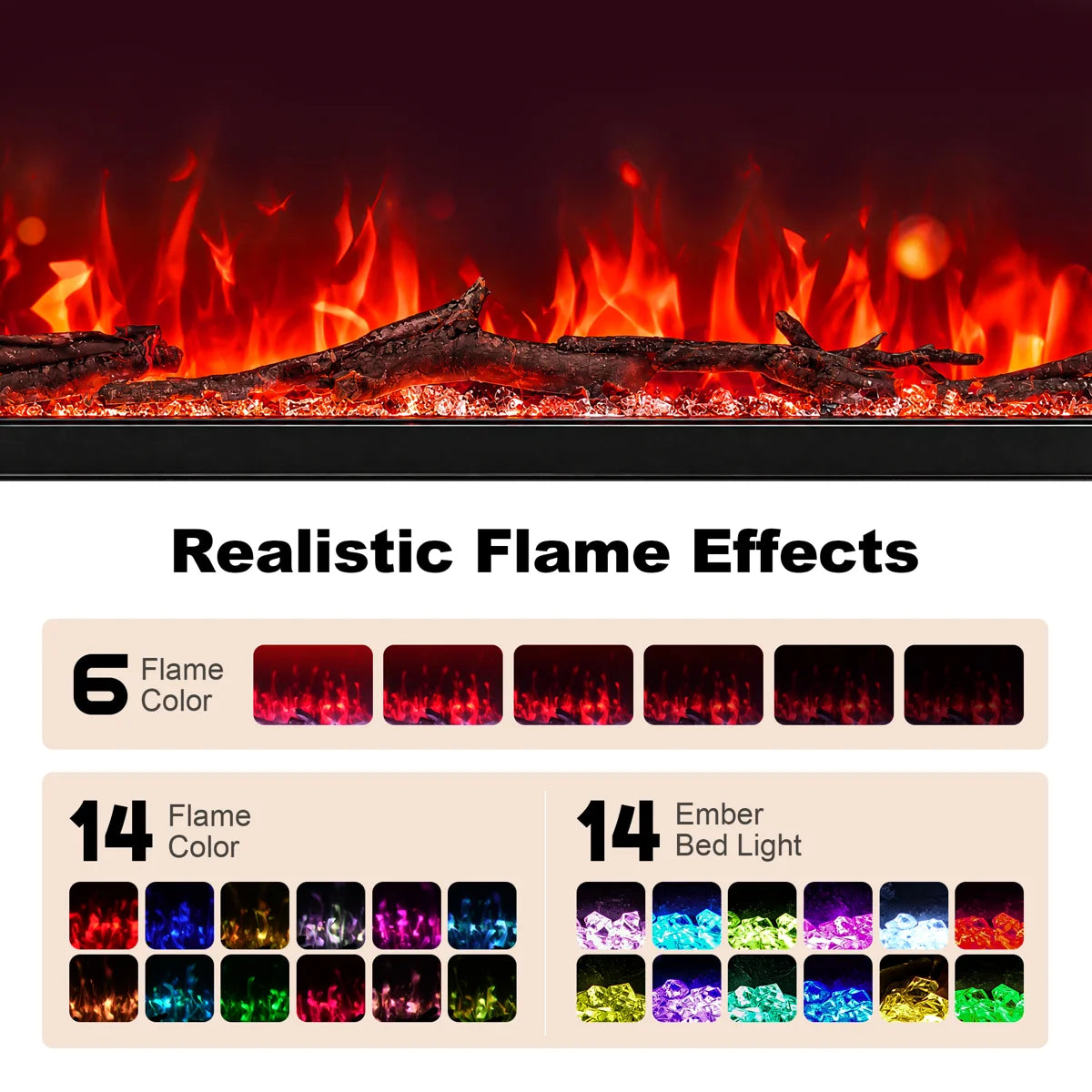 Studio™ 80 Inch 3 Sided Glass Electric Fireplace with WiFi and Multicolor Flame