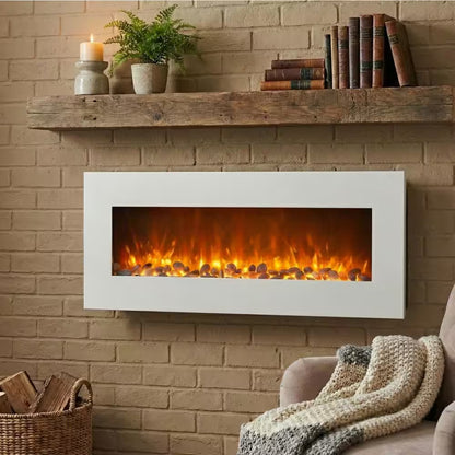 50 In. No Heat Electric Fireplace Color Changing Wall/Floor Stand in White