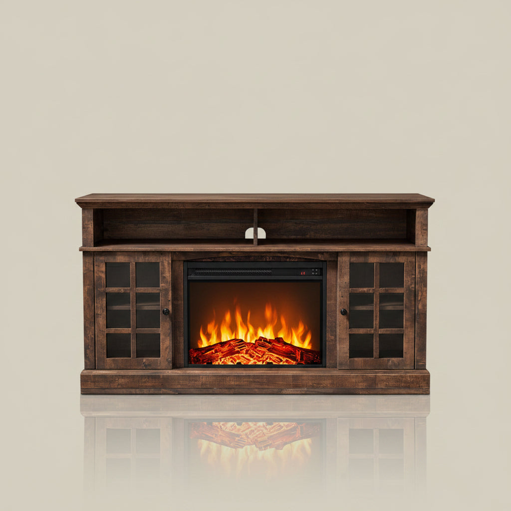August Grove Anias 56-inch TV Stand with Electric Fireplace