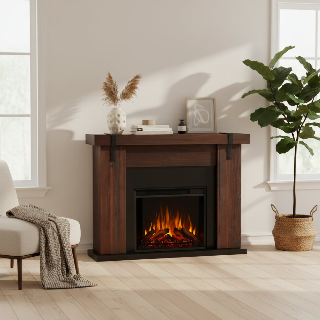 49 Inch Electric Fireplace Freestanding Mantel - Real Flame Aspen
