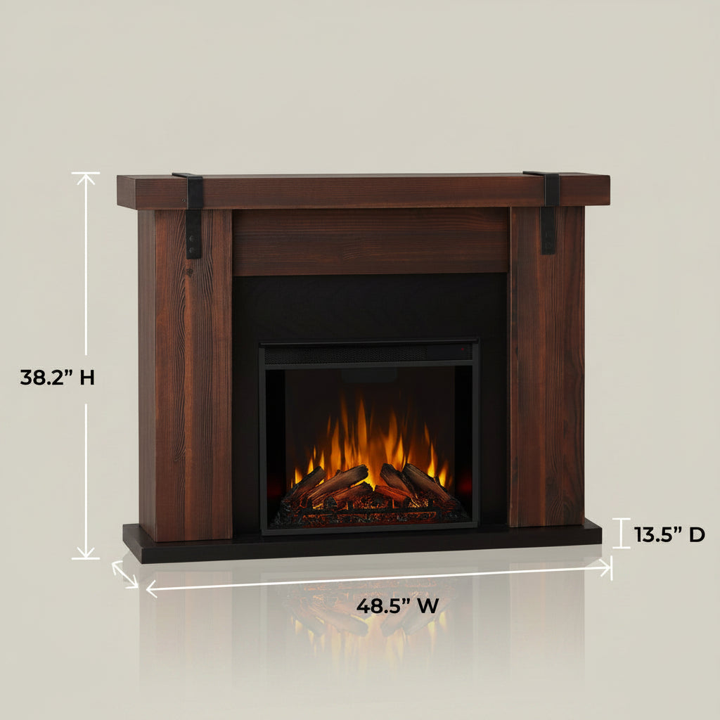 49 Inch Electric Fireplace Freestanding Mantel - Real Flame Aspen