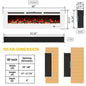 Powder White 60 & 72 Inch Electric Fireplace - Wall Mounted or Recessed