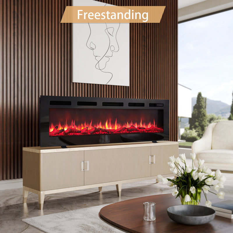 Carsten 60 Inch 3-in-1 Electric Fireplace Insert - Adjustable Color Flames - Fire Cracking Sound