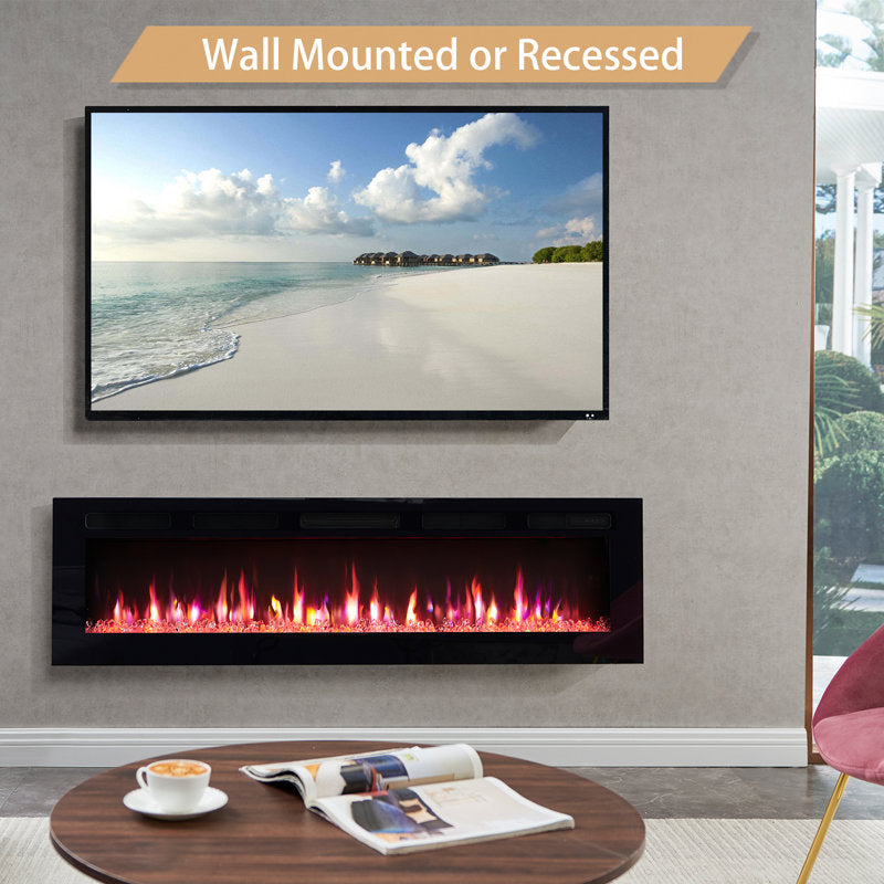 Carsten 60 Inch 3-in-1 Electric Fireplace Insert - Adjustable Color Flames - Fire Cracking Sound