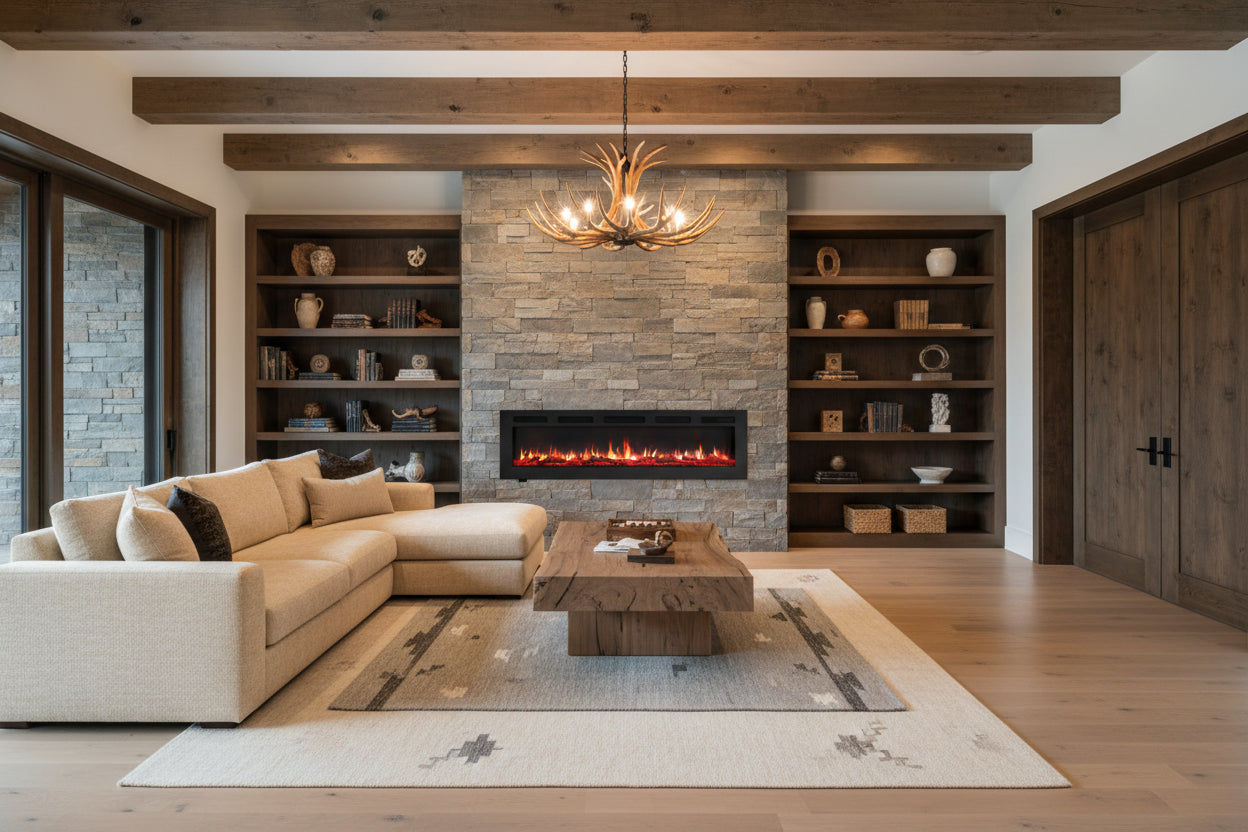 Carsten 60 Inch 3-in-1 Electric Fireplace Insert - Adjustable Color Flames - Fire Cracking Sound