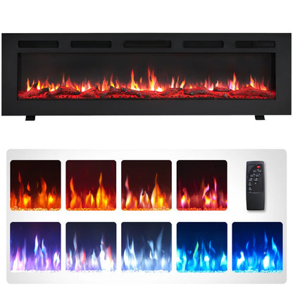 Carsten 60 Inch 3-in-1 Electric Fireplace Insert - Adjustable Color Flames - Fire Cracking Sound