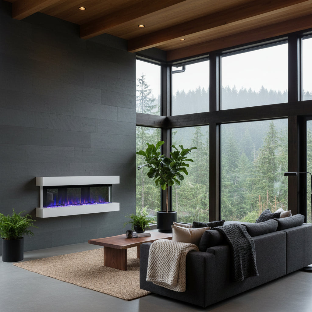 Chesmont 50 Inch 3-Sided Wall Mount Electric Fireplace - Smart
