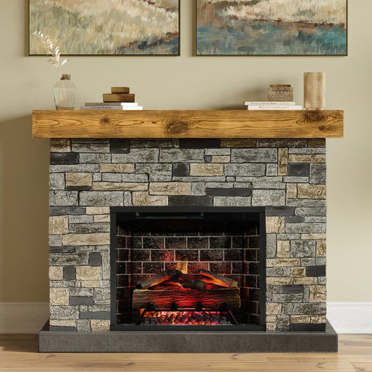 Country Living Dixson Stone 55 Inch Electric Fireplace Brick Mantel