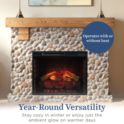 Country Living Glenbrook River Rock 55 Inch Electric Fireplace Mantel - Stone