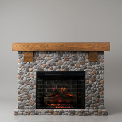 Country Living Glenbrook River Rock 55 Inch Electric Fireplace Mantel - Stone