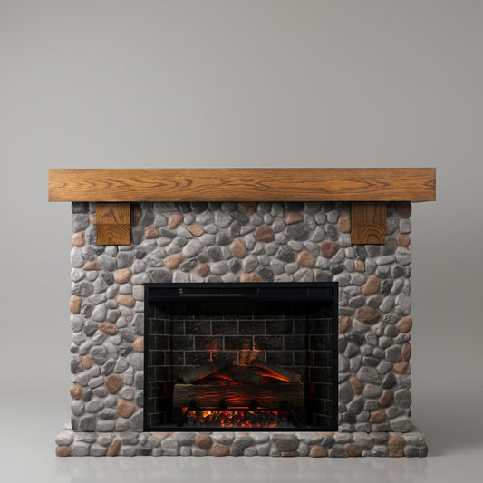 Country Living Glenbrook River Rock 55 Inch Electric Fireplace Mantel - Stone