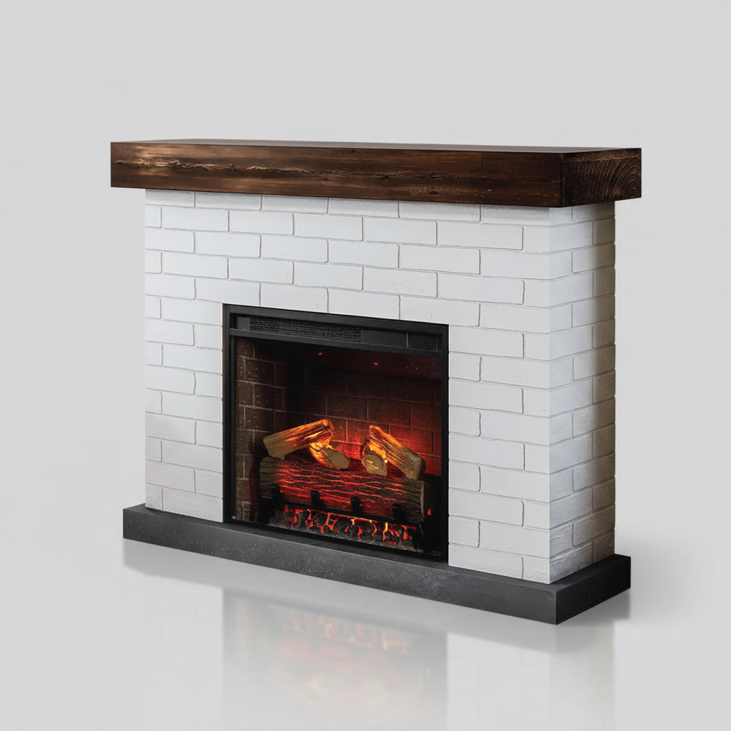 Country Living Jackson 55 Inch Electric Fireplace Mantel - White Brick