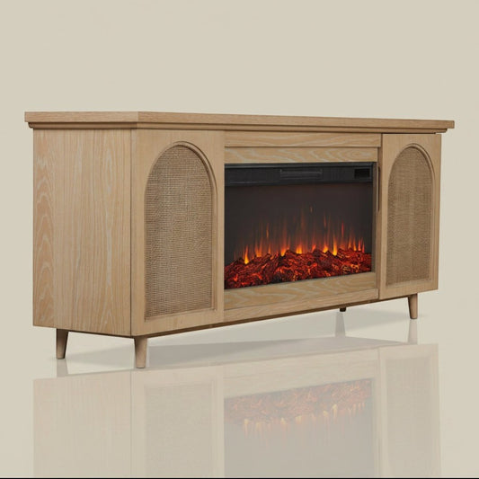 Real Flame Dahlia 76in Electric Fireplace TV Stand White Oak