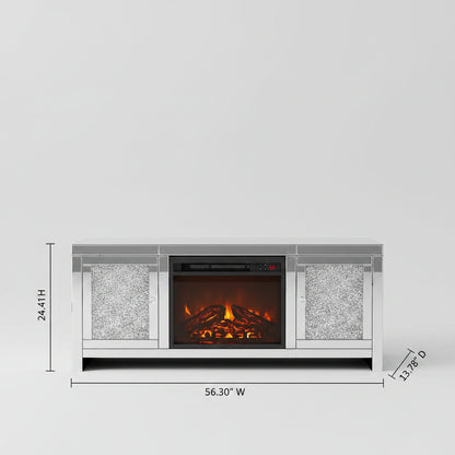 56 Inch Electric Fireplace TV Stand Heater - Everly Quinn Diamond Mirrored