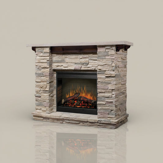 Dimplex Featherston Electric Fireplace Mantel Package Pine Gray Stone