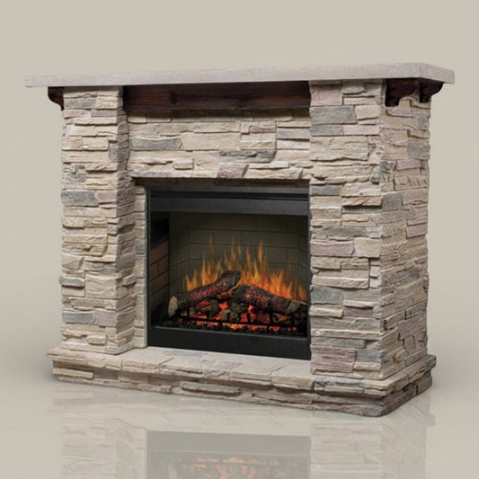 Dimplex Featherston Electric Fireplace Mantel Package Pine Gray Stone