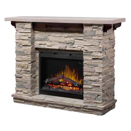 Dimplex 61 Inch Dimplex Featherston Electric Fireplace Mantel - Pine Gray Stone