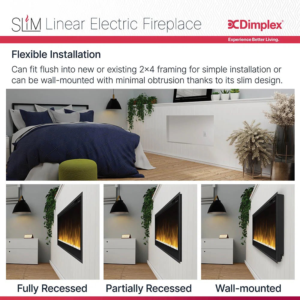 Dimplex 42 Inch Multi Fire Electric Fireplace Insert - Slim Integrated Smart