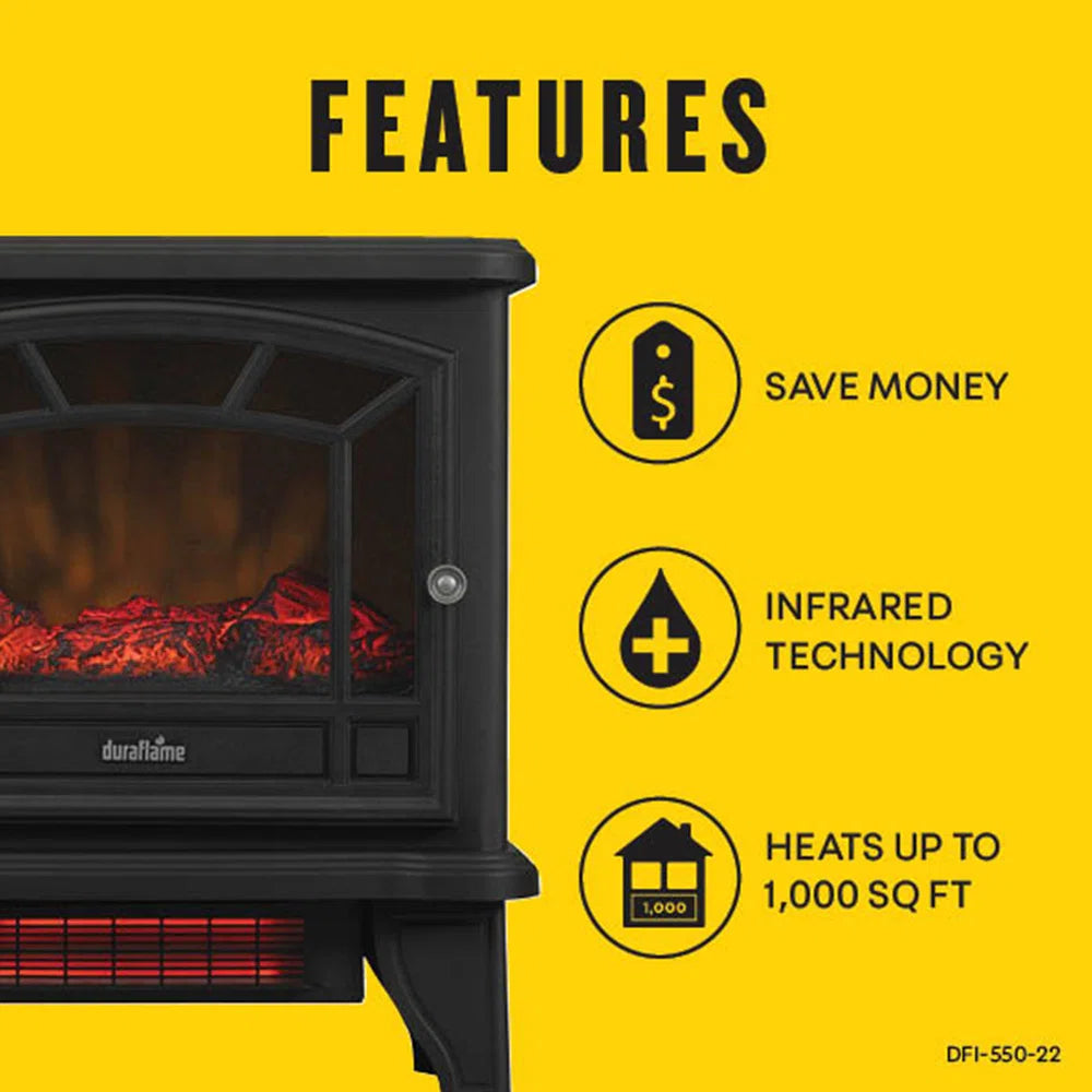 Duraflame 22 Inch Electric Fireplace Stove Heater - Infrared Quartz- Duraflame
