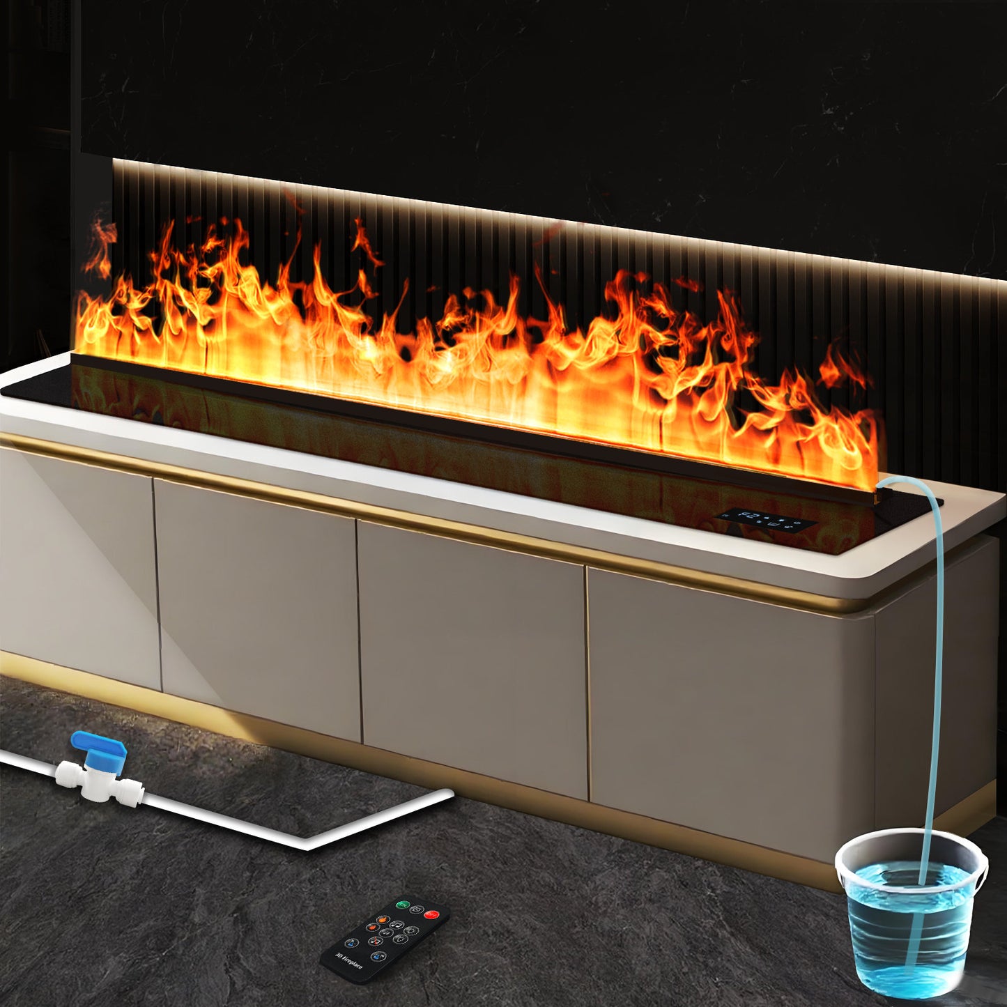 Symple Stuff 3D Water Vapor Recessed Electric Fireplace Atomized Flame