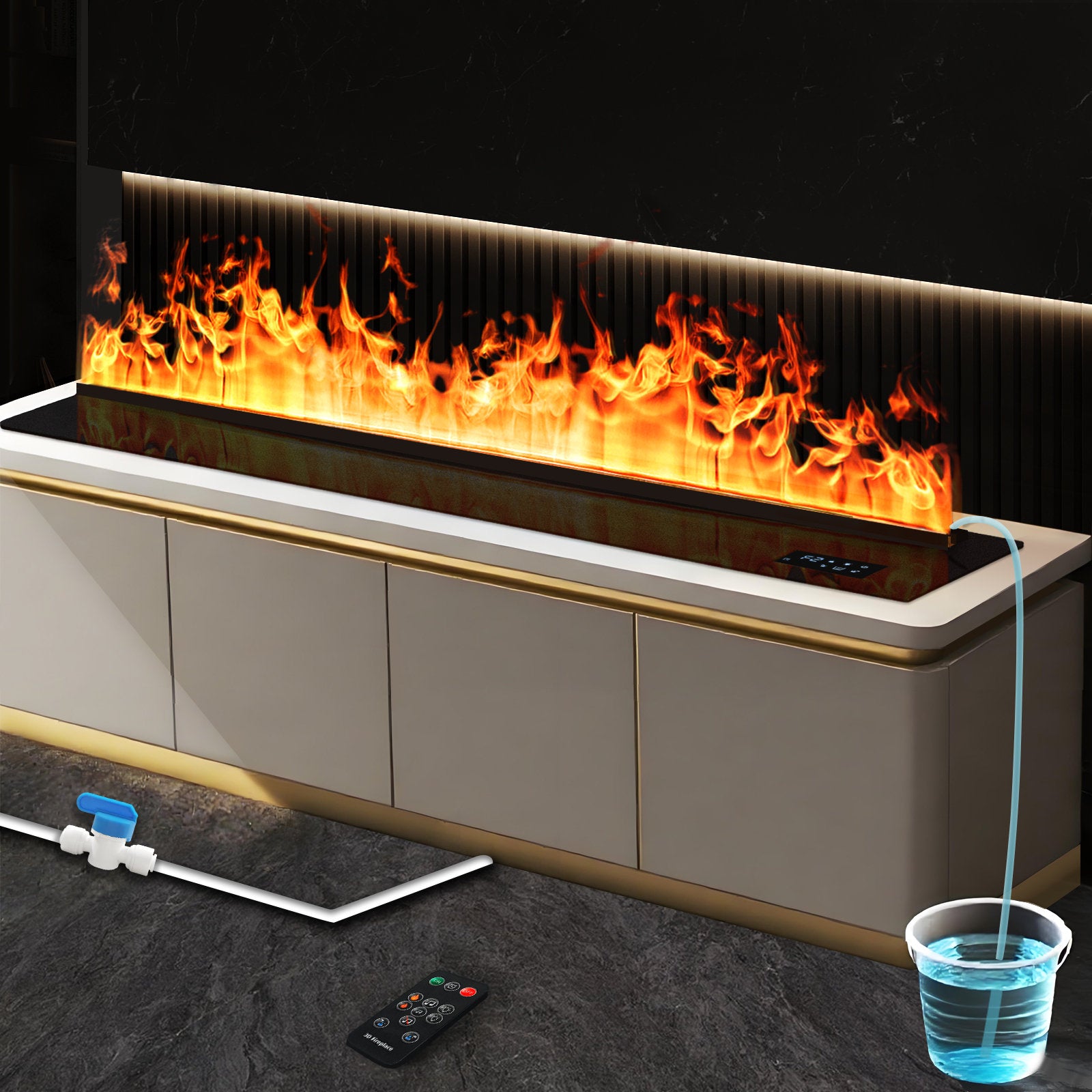 Symple Stuff 3D Water Vapor Recessed Electric Fireplace Atomized Flame