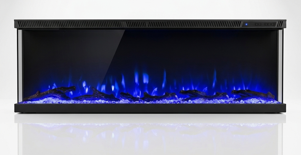 50 Inch Electric Fireplace Insert - 3 Sided - 12 Flame Colors - Just Electric