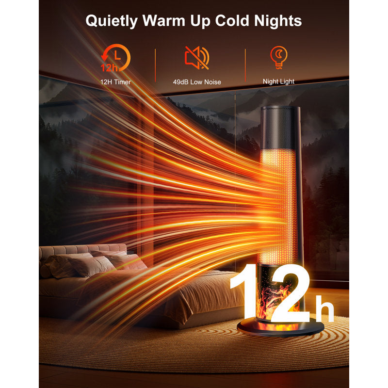 GenFlame Electric Fire Space Heater, 1500W PTC Ceramic Remote Timer Thermostat
