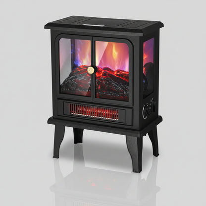 OC Portable Fireplace Space Heater - 3D Realistic Flame Thermostat 750W/1500W Overheating Protection