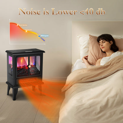 OC Portable Fireplace Space Heater - 3D Realistic Flame Thermostat 750W/1500W Overheating Protection