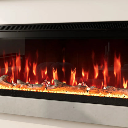 Modern 72-Inch 3-Sided Electric Fireplace Heater -  Clear Tempered Glass