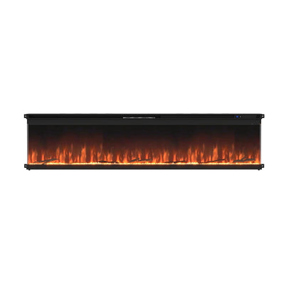 Modern 72-Inch 3-Sided Electric Fireplace Heater -  Clear Tempered Glass