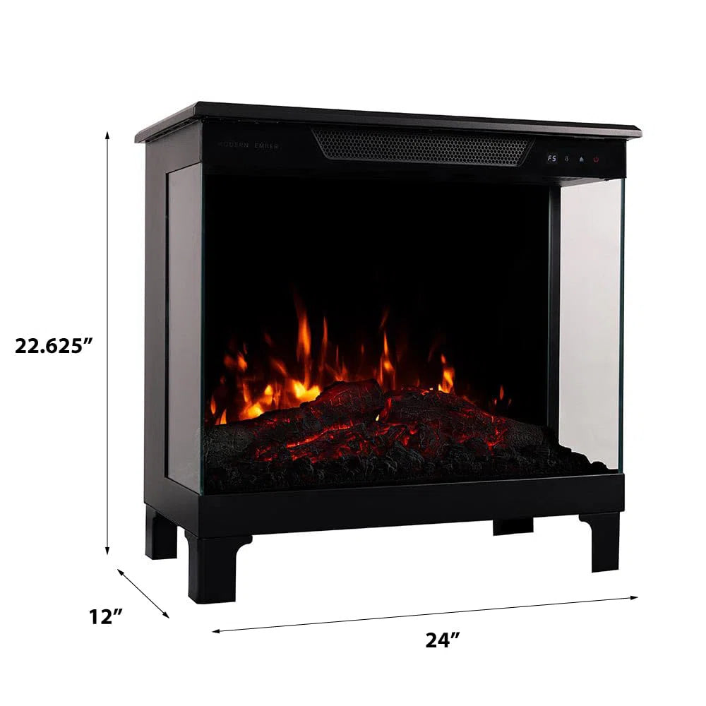 Modern Ember Skyline Smart 3-Sided  Electric Fireplace Stove Space Heater