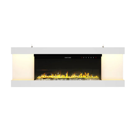 Ivy Modern  66 Inch  Electric Fireplace TV Stand - Media Console - LED Lighting - White