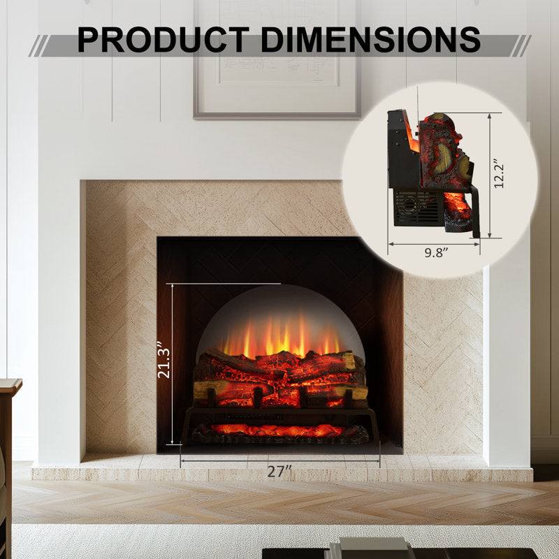 Puraflame Free Standing Electric Fireplace Log Set - 750w/1500w Heater 6 Flame Colors Crackling Sound Remote