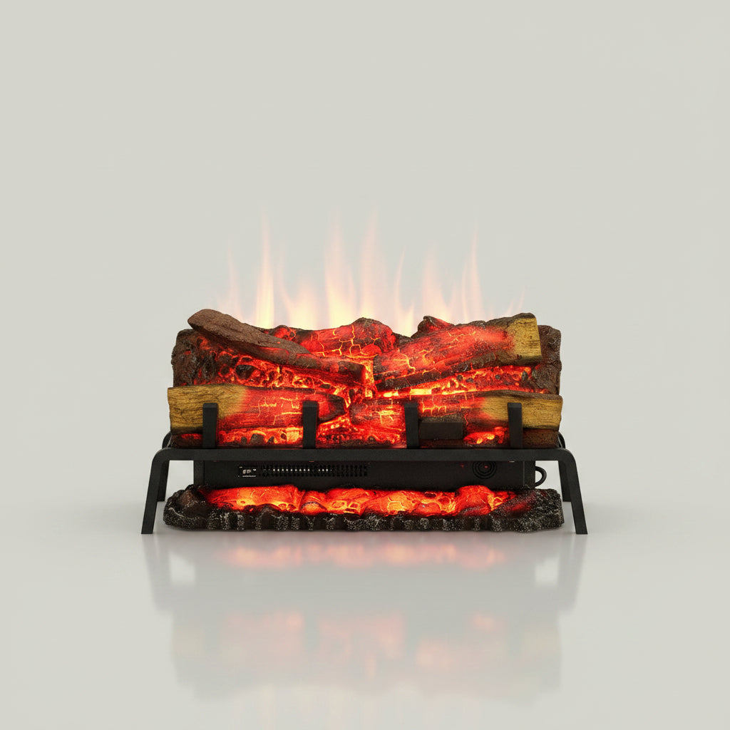 Puraflame Free Standing Electric Fireplace Log Set - 750w/1500w Heater 6 Flame Colors Crackling Sound Remote