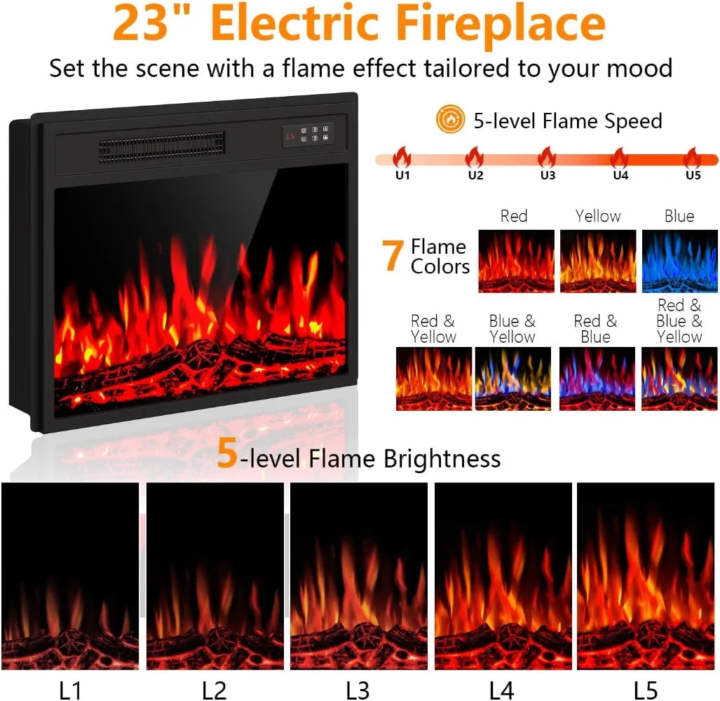 43 Inch Electric Fireplace Mantel Heater with Storage Shelves