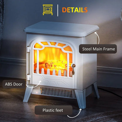 Freestanding Electric Fireplace Stove Heater 750W 1500W White