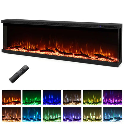 3-Sided Electric Fireplace Insert with Remote Control 60 Inch