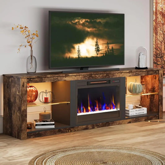 70-inch LED Electric Fireplace TV Stand for 75-inch TVs